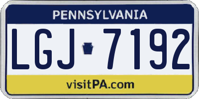 PA license plate LGJ7192
