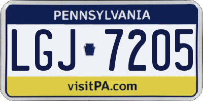 PA license plate LGJ7205