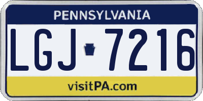 PA license plate LGJ7216