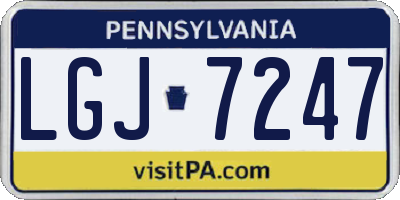 PA license plate LGJ7247