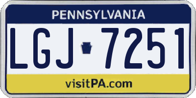 PA license plate LGJ7251
