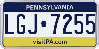 PA license plate LGJ7255