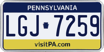 PA license plate LGJ7259