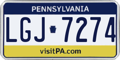 PA license plate LGJ7274