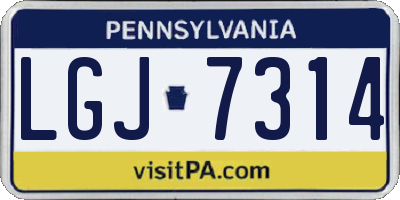 PA license plate LGJ7314