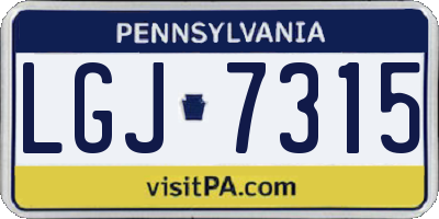 PA license plate LGJ7315