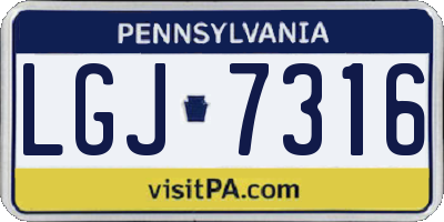 PA license plate LGJ7316