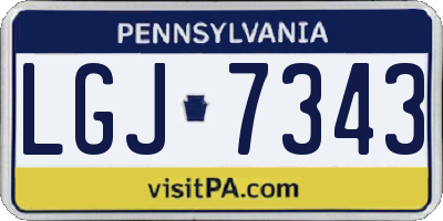 PA license plate LGJ7343