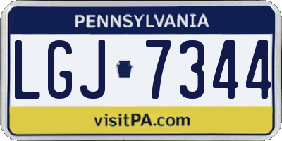 PA license plate LGJ7344