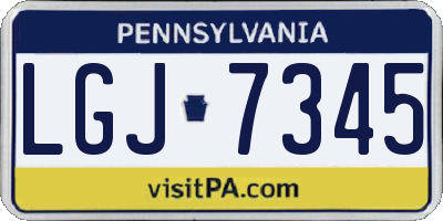PA license plate LGJ7345