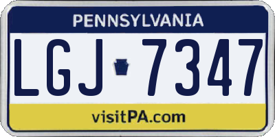 PA license plate LGJ7347