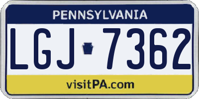 PA license plate LGJ7362