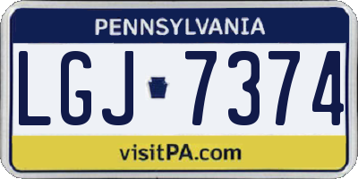 PA license plate LGJ7374