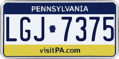 PA license plate LGJ7375