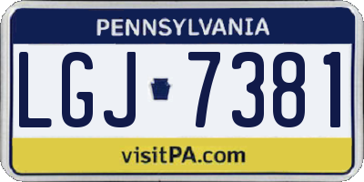 PA license plate LGJ7381