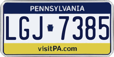 PA license plate LGJ7385