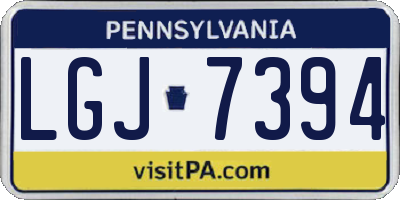 PA license plate LGJ7394