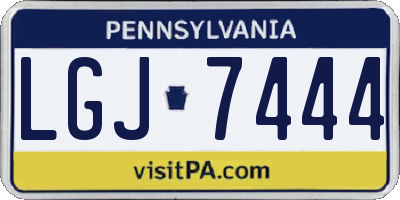 PA license plate LGJ7444