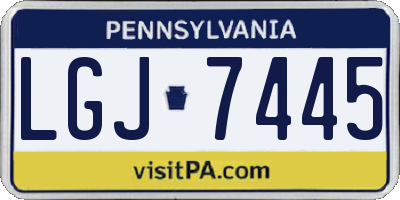 PA license plate LGJ7445