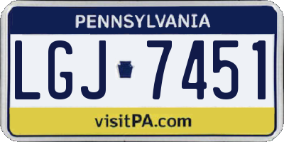 PA license plate LGJ7451
