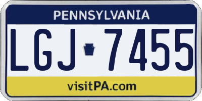 PA license plate LGJ7455