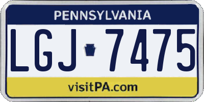 PA license plate LGJ7475