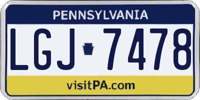 PA license plate LGJ7478