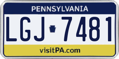 PA license plate LGJ7481