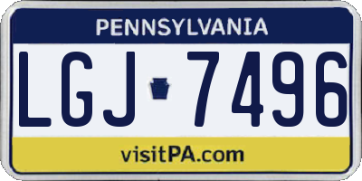 PA license plate LGJ7496