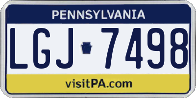 PA license plate LGJ7498