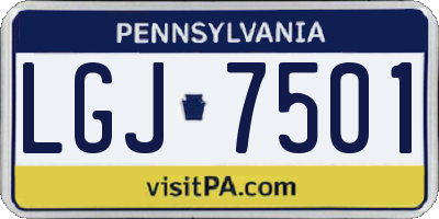 PA license plate LGJ7501