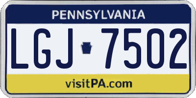 PA license plate LGJ7502