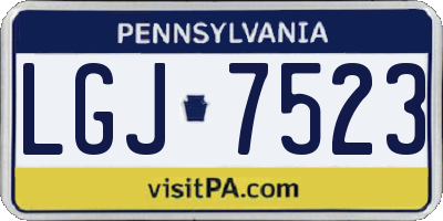PA license plate LGJ7523