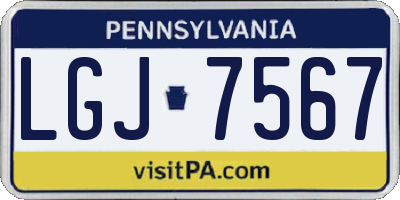 PA license plate LGJ7567