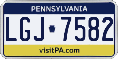 PA license plate LGJ7582