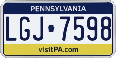 PA license plate LGJ7598