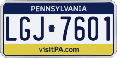 PA license plate LGJ7601