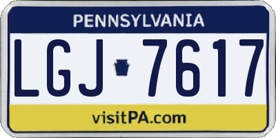 PA license plate LGJ7617