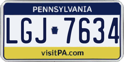 PA license plate LGJ7634