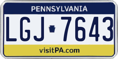 PA license plate LGJ7643
