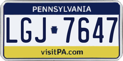PA license plate LGJ7647