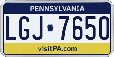 PA license plate LGJ7650