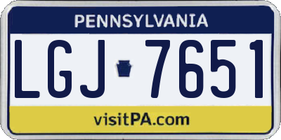 PA license plate LGJ7651