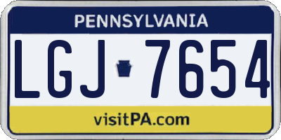 PA license plate LGJ7654