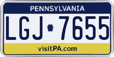 PA license plate LGJ7655