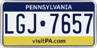 PA license plate LGJ7657