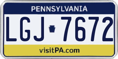 PA license plate LGJ7672