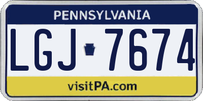 PA license plate LGJ7674