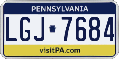 PA license plate LGJ7684