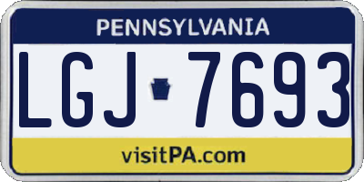 PA license plate LGJ7693